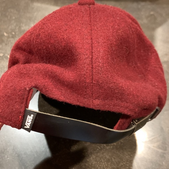 Vans Off The Wall Maroon Charcoal Wool Blend Strapback Hat Adjustable/Os Cap - Picture 4 of 8